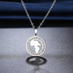 Vintage Stainless Steel Africa Map Pendant + Necklace AlansiHouse Silver Color 45cm 