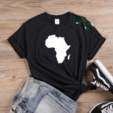 Women's Africa Map Graphic T-Shirt AlansiHouse Black XXL China