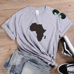 Women's Africa Map Graphic T-Shirt AlansiHouse Gray L China