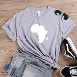 Women's Africa Map Graphic T-Shirt AlansiHouse Gray-White XXL China
