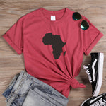 Women's Africa Map Graphic T-Shirt AlansiHouse HeatherRed L China
