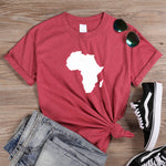 Women's Africa Map Graphic T-Shirt AlansiHouse HeatherRed-White XXL China