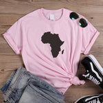 Women's Africa Map Graphic T-Shirt AlansiHouse Pink L China