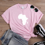 Women's Africa Map Graphic T-Shirt AlansiHouse Pink-White XXL China