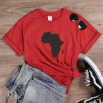 Women's Africa Map Graphic T-Shirt AlansiHouse Red L China