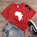 Women's Africa Map Graphic T-Shirt AlansiHouse Red-White S China