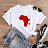 Women's Africa Map Graphic T-Shirt AlansiHouse White-Red XXL China