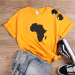 Women's Africa Map Graphic T-Shirt AlansiHouse Yellow L China