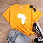Women's Africa Map Graphic T-Shirt AlansiHouse Yellow-White XXL China