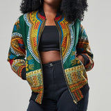 Women's African Dashiki Style Long Sleeve Jacket AlansiHouse Green XL 