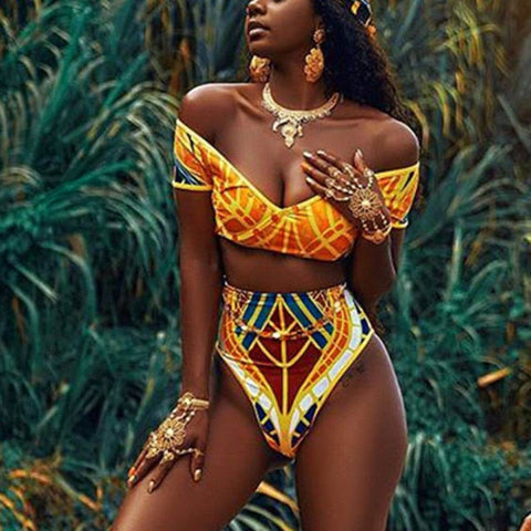 Women's African Fashion Bikini Set AlansiHouse YE M United States