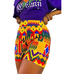 Women's African Kente Pattern Summer & Spring Shorts AlansiHouse Yellow S 