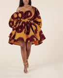 Women's African Off Shoulder Mini Dress AlansiHouse 802390011 XL 