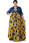 Women's African Print Long Sleeve Maxi Dress AlansiHouse Yellow XL 