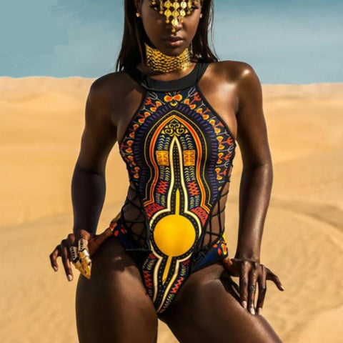 Women's African Print Swimsuit (One Piece) AlansiHouse 