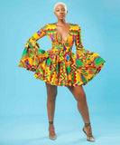 Women's Classic African Kente Print Dress AlansiHouse FQOG001 M 