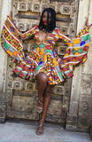Women's Classic African Kente Print Dress AlansiHouse FQOG002 M 