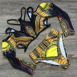 Women's High Waist African Style Bikini Set AlansiHouse black long sleeve S 